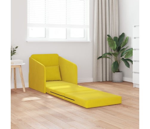 Sofá Cama  2-en-1 Amarillo 65x80x83 cm de Terciopelo