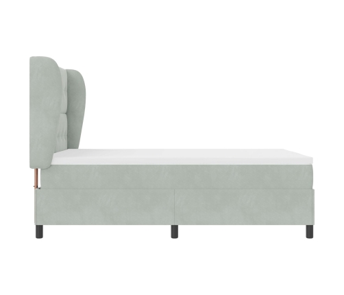 Cama con Base y Colchón Gris Claro 160x200 cm Terciopelo