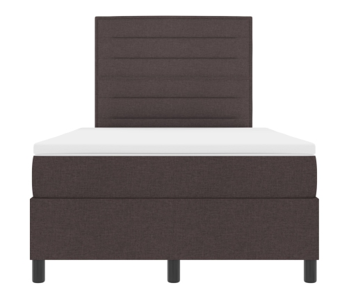 Cama con muelles y colchón Marrón oscuro 120x200 cm Tela