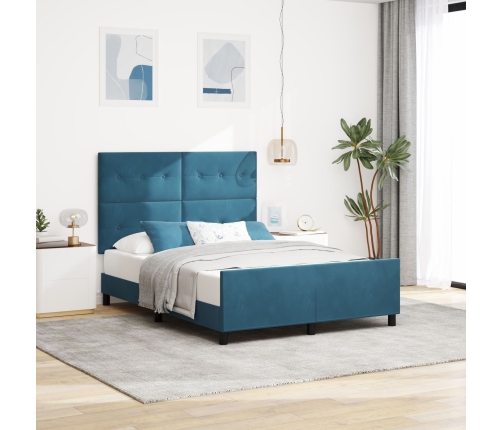 Estructura de Cama  Azul Oscuro 140x190 cm Terciopelo