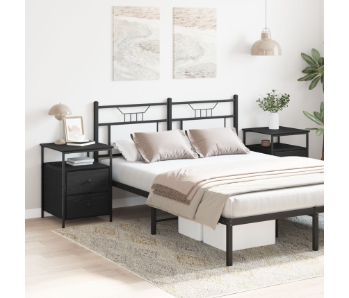 Mesitas de Noche  2 pcs Negro Roble 44x45x60 cm Madera Elaborada