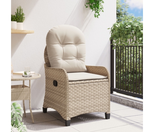 Sillón Recliner con Cojín Beige de Poliratán