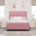 Cama Box Spring  con colchón Rosa 140x190 cm Terciopelo