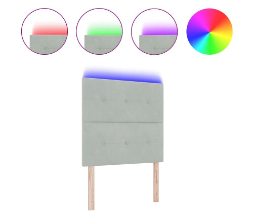 Cabecera LED Gris Claro 80 cm Terciopelo