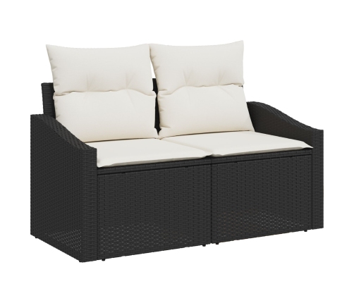 Set de Comedor de Jardín de 6 Piezas con Cojines Negras de Rattan de Poliéster