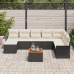 Conjunto de Sofás de Jardín  9 Piezas Negro y crema Ratán y tela