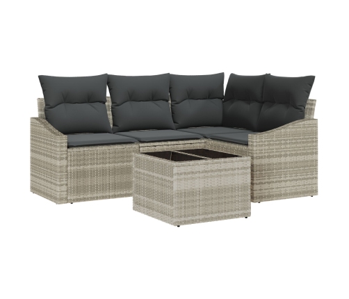 Juego de Sofás de Jardín 5 Piezas Beige, Gris Oscuro