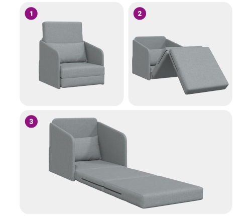 Sofá cama  2 en 1 gris claro 65x80x83 cm tela