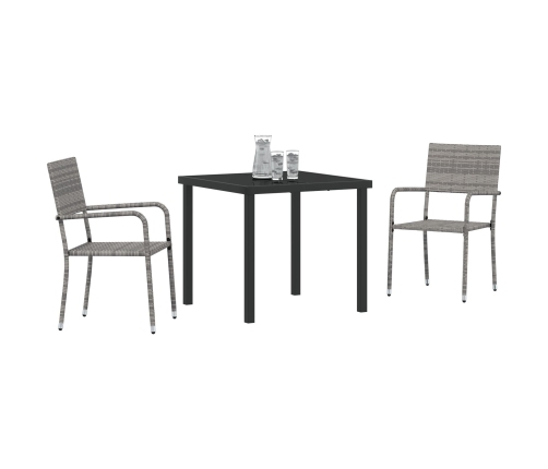 Set de Comedor de Jardín  de 3 Piezas Gris Poliratán