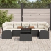 Conjunto de Comedor de Jardín de 8 Piezas con Cojines Negro de Rattan Polipropileno Acacia