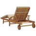 Tumbona plegable  con ruedas y cojín beige de madera maciza de acacia