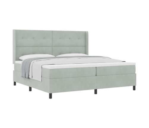 Cama con Box Spring y Colchón  Gris Claro 200x200 cm Terciopelo