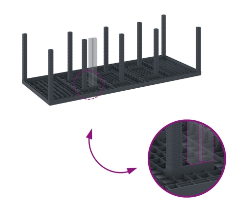 Juego de Comedor de Jardín de 9 Piezas con Cojines Anthracite Poly Rattan