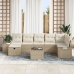 Conjunto de Sofás de Jardín  de 8 Piezas con Cojines Beige de Poliratán