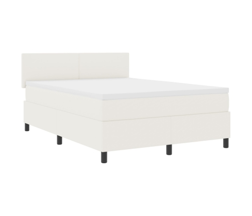 Cama con Somier  con Colchón y Luz LED Crema 140x200 cm Tejido de Terciopelo