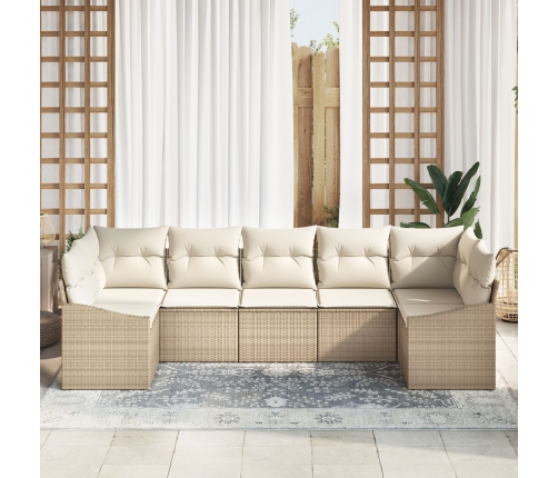 Set de sofá de jardín  Juego de 7 Beige Ratán Sofá de jardín