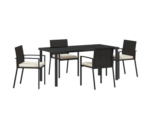 Set de 5 Piezas de Comedor de Jardín  Negro Poliratán