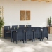 Juego de Comedor de Jardín de 9 Piezas con Cojines Antracita de Poliratán