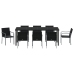 Set de Comedor para Jardín de 9 Piezas con Cojines de Ratan de Poliéster Negro