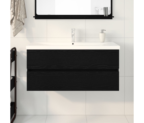 Mueble de lavabo  con lavabo integrado de roble negro y madera de ingeniería