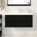 Mueble de lavabo  con lavabo integrado de roble negro y madera de ingeniería