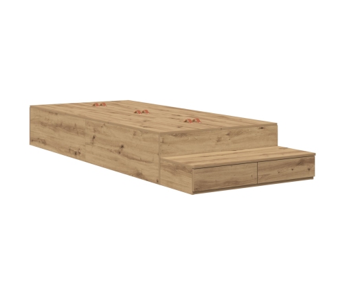 Estructura de Cama con Almacenamiento  Roble Artesanal