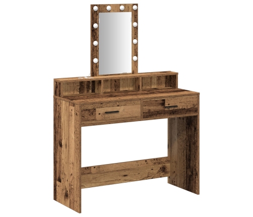 Mesa de Tocador  con Luces LED de Madera Vieja 100x41x140 cm