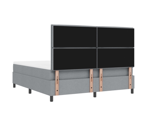 Cama de muelles  con colchón y banco gris claro 180x200 cm tela