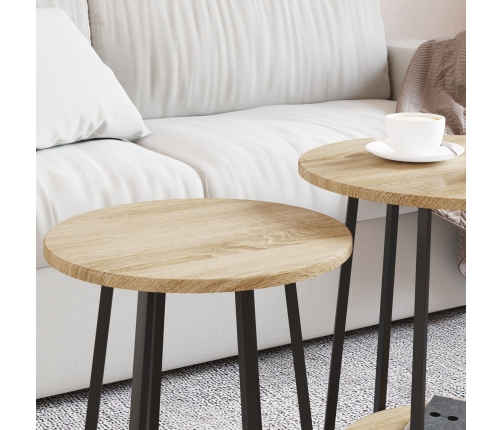 Mesa auxiliar  de 2 piezas en madera de roble sonoma y metal