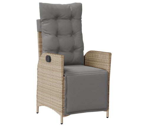 Conjunto de Comedor de Jardín de 9 Piezas Beige Rattan Poliéster