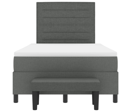 Cama con Somier con Colchón y Banco Gris Oscuro 120x200 cm Tela