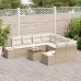 Juego de Sofás de Jardín Juego de 9 Beige y crema Rattan, Poliéster