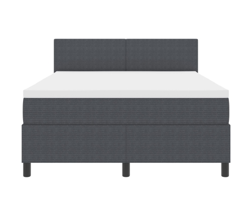Cama con Base  con Colchón & Luz LED Gris Oscuro 140x200 cm Tela de Pana