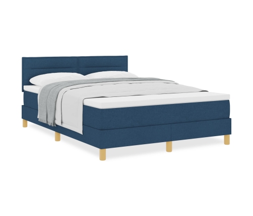 Cama con Somier con Colchón Azul 140x190 cm Tela
