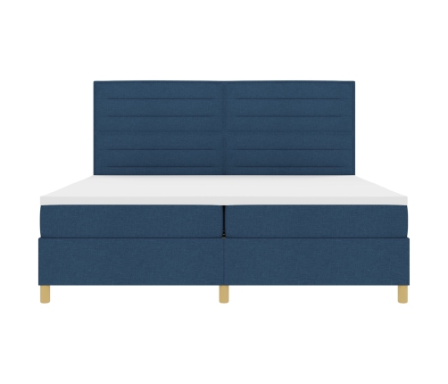 Cama con Somier  y Colchón & LED Azul 200x200 cm Tela