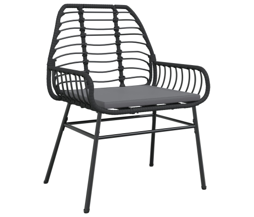 Conjunto de comedor de jardín  de 7 piezas con cojines negro poliratán