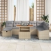Conjunto de sofá de jardín de 9 piezas con cojines beige de ratán sintético