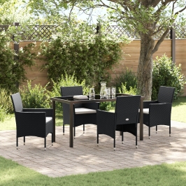 Conjunto de Comedor de Jardín de 5 Piezas Negro Poliratán