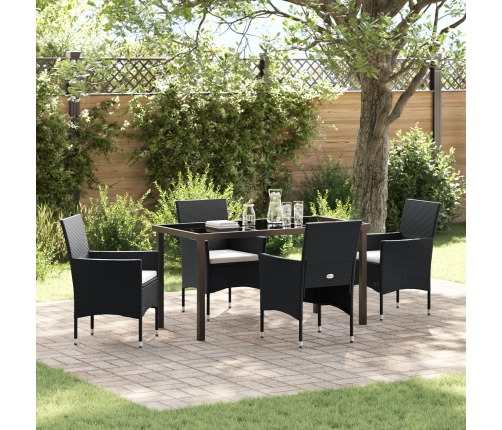 Conjunto de Comedor de Jardín de 5 Piezas Negro Poliratán