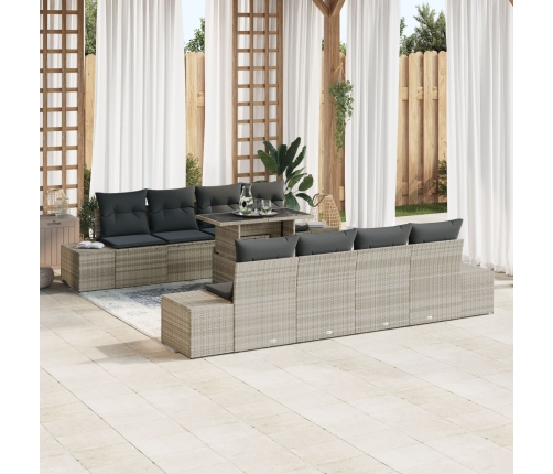 Conjunto de Sofás de Jardín  Set de 7 Gris Ratán, Poliéster