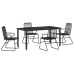 Juego de Comedor Jardín  de 5 Piezas Negro Ratán PVC