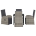 Set de Comedor de Jardín de 5 Piezas con Cojines Gris Ratán Poliéster