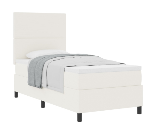Cama con Base de Resortes y Colchón Color Crema 90x200 cm Tela de Corduroy