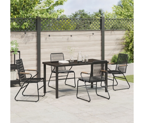 Juego de Comedor de Jardín  5 Piezas Negro Ratán de PVC