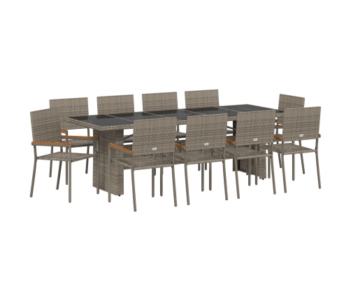 Conjunto de Comedor de Jardín de 11 Piezas  Gris de Poliratán