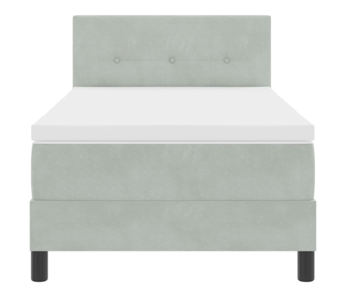 Cama con Somier  con Colchón Gris Claro 100x200 cm Terciopelo