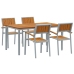 Juego de Comedor de Jardín Juego de 5 Gris, Madera Natural Metal
