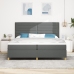 Cama con Box Spring  con colchón gris oscuro 200x200 cm tela