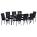 Conjunto de comedor de jardín de 5 piezas negro poliratán de