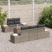 Conjunto de Sofás de Jardín de 6 Piezas con Cojines Gris Ratán Sintético Acacia
